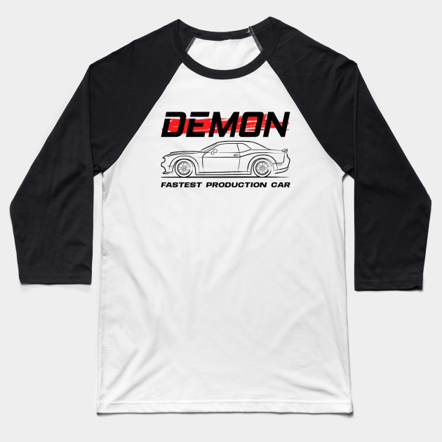 Demon Muscle V8 Racing Baseball T-Shirt by GoldenTuners